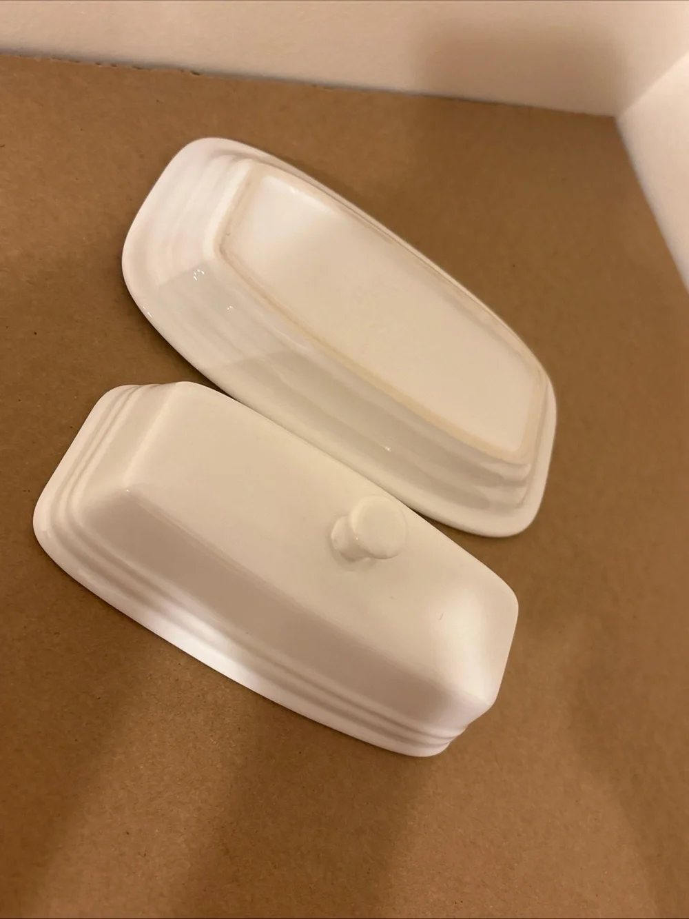 FIESTA White Ceramic Covered Butter Dish with Knob Top FIESTAWARE Retired HTF